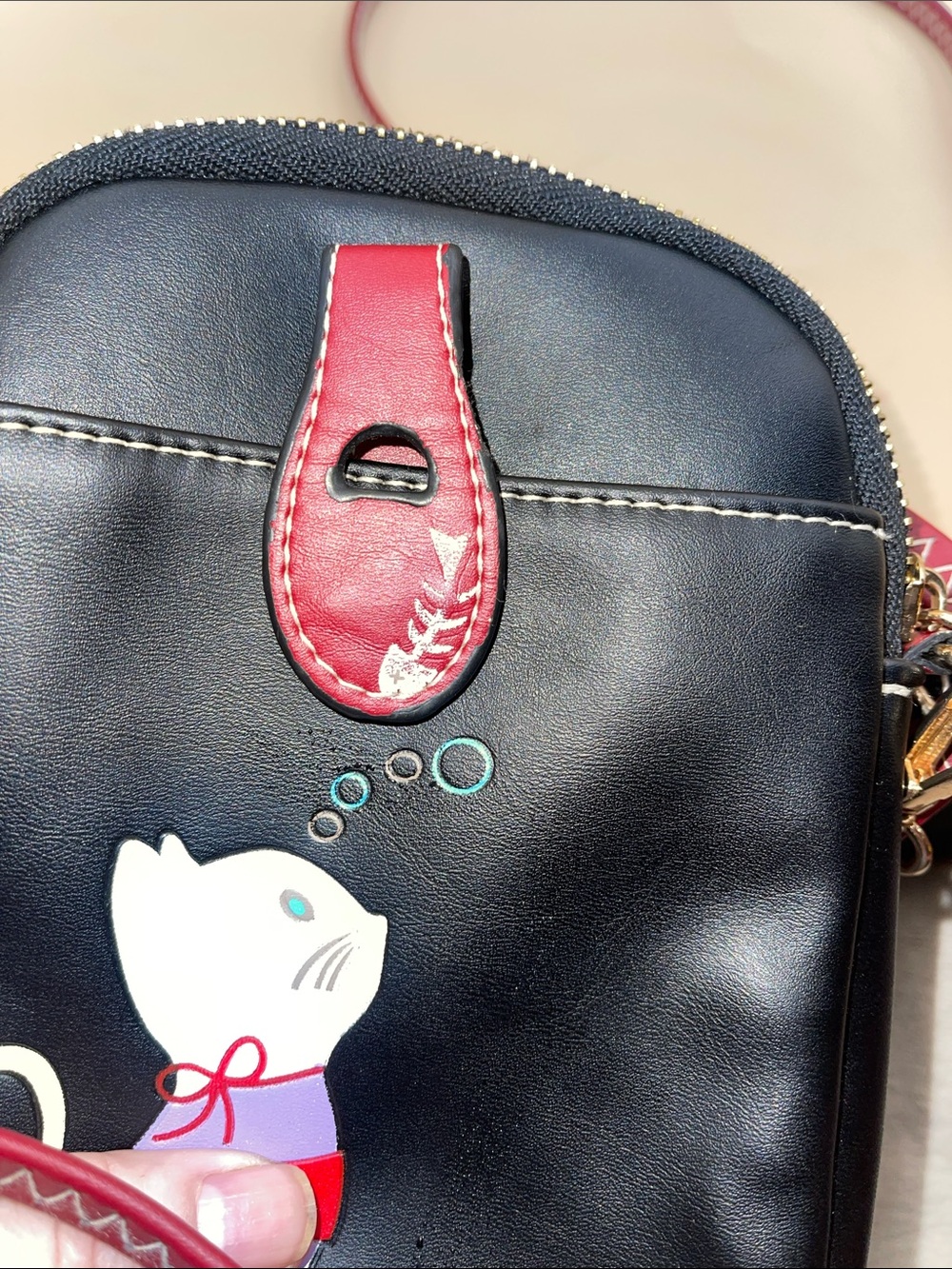 Black Crossbody Phone Bag with Cat Motif - Fun Playful Attention Grabber - Picture 9 of 9